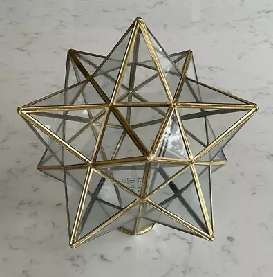 Moravian Star-ceiling-Light Shade-Pendant-Clear Glass-Brass Metal • £14.19