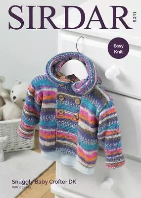 Sirdar Knitting Pattern - Snuggly Baby Crofter DK Boy's Duffle Coat 5211 • £6.49