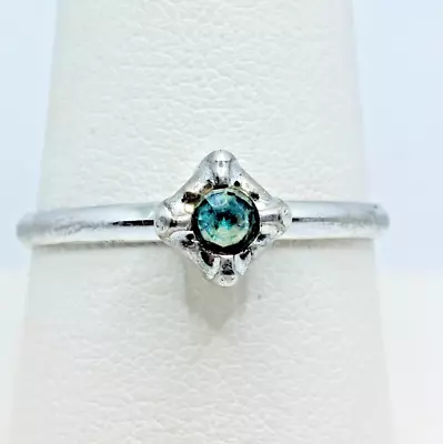 Vintage 1947  VARGAS Blue Zircon Sterling Silver Solitaire Ring Size 9.5 • $24.95