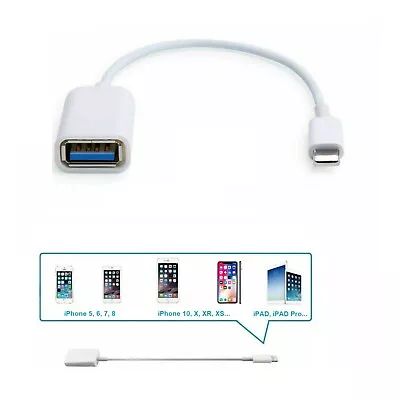 USB 3.0 Female To 8 Pin IPhone Male OTG Adapter Cable For Camera IPad IPhone UK • £4.89