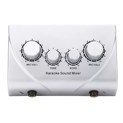 (Silver)Karaoke Mixer Dual Microphone Input Sound Mixer With Cable GFL • £23.92