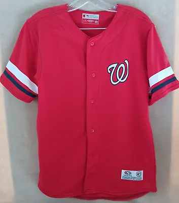 Washington Nationals Women’s Shirt Jersey Size L Red Button Up MLB Baseball • $16.99