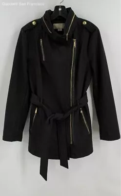 Michael Kors Womens Black Long Sleeve Full Zipped Pockets Jacket Size Medium • $34.99