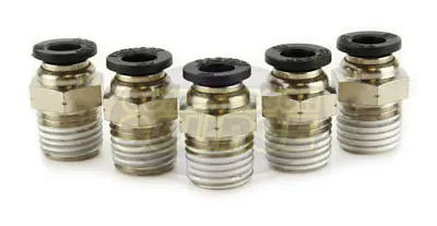 5 Pc 1/4  Male NPT X 1/4 OD Tube Female Push In To Lock Connect Fitting Straight • $11.49