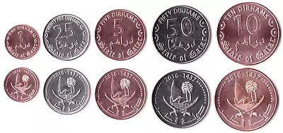 Qatar 1 5 10 25 50 DIRHAMS 2012-2016 Qatari Dhow UNC World Currency 5v COIN SET • $15.99