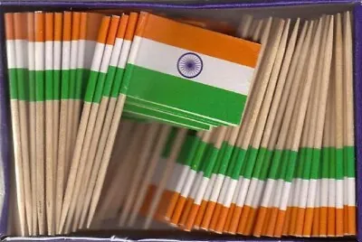 One Box Of 100 India Toothpick Flags 100 Small Mini International Flags • $5.95