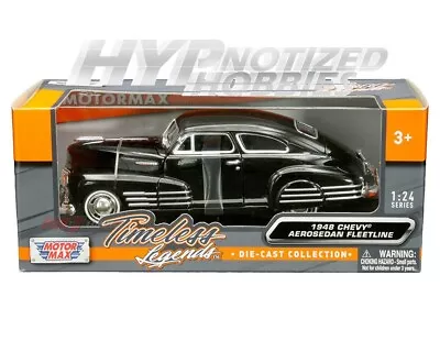 Motormax 1:24 1948 Chevrolet Aerosedan Fleetline Die-cast Black 73266 • $16.80