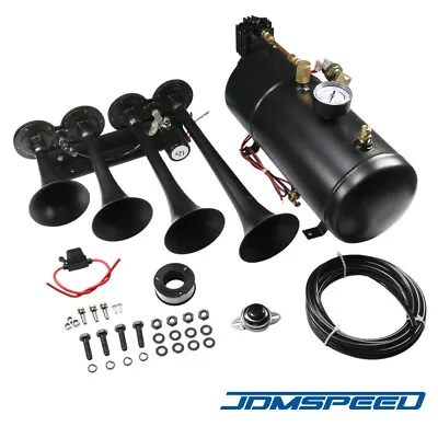 4 Trumpets Train Horn W/ 1G Air Tank Kit For Truck Car Pickup Loud System 150psi • $120.99
