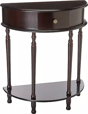 Half Moon Entry Way Table Espresso Home Accent End Hallway Drawer Storage Stand • $68.99