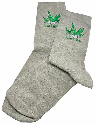 $4.50 • Buy Grey Melange Aloe There Placement Crew Sock - Unisex Size 4 - 10