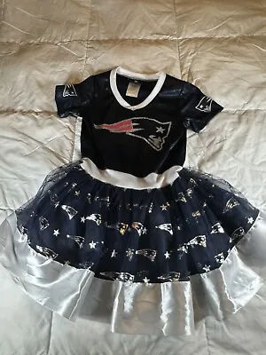 $15 • Buy New England Patriots NFL Kids Girls 1pc Cheerleader Outfit Dress Blue Sparkling