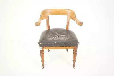 Ant. Victorian Oak Desk Chair Arm Chair Scotland 1880 H087 • $297.50