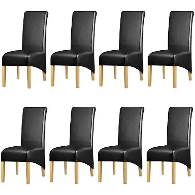 8PCS XL Stretch Dining Chair Covers Slipcover PU Leather Waterproof Removable • $104.99