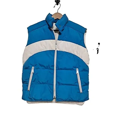 Vintage Ski Vest Men Medium Puffer Down Jacket Colorblock Red Blue Full Zip • $59.99