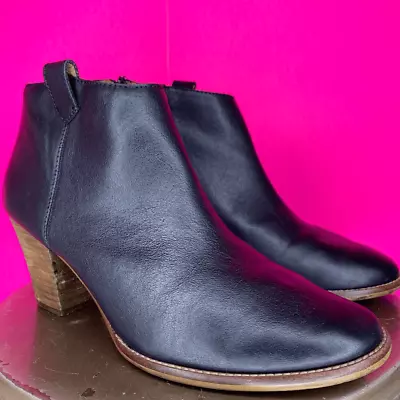 Madewell The Billie Black Leather Block Heel Ankle Boot Size 9.5 • $45.97