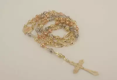$895 • Buy 18.5  Multi Gold 10k Rosary Necklace