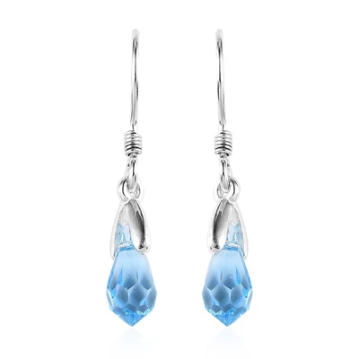 $18.99 • Buy 925 Sterling Silver Natural Blue Aquamarine Dangle Drop Earrings Jewelry Gift