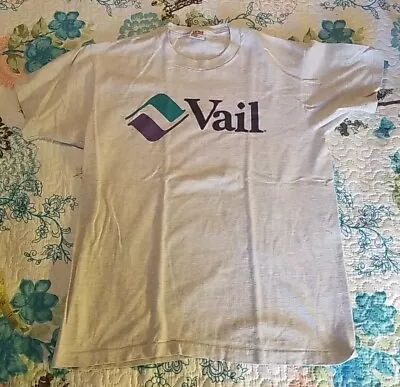 Vintage Vail Colorado T Shirt Sz Large Ski Snowboard Single Stitch Ski • $17.99