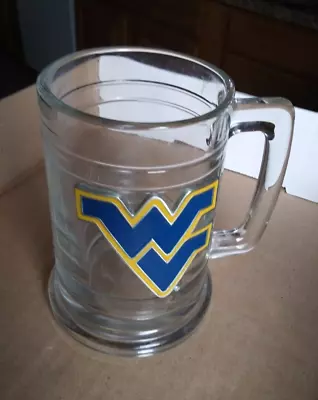 West Virginia University Mountaineer Mug Thick Glass Pewter Letters 16oz College • $18.95