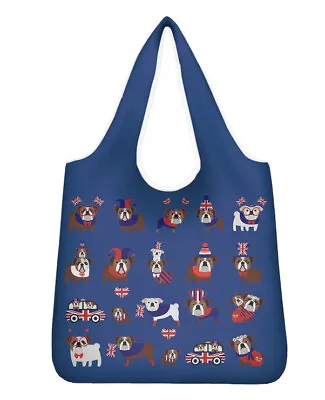 Bulldog Shopping Bag Reusable Foldable Washable Lovely Fun Gift Idea Union Jack • £9.99