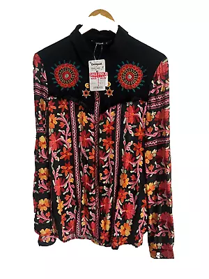 Desigual Size Medium  10/12 Long Sleeve Shirt Blouse Bright Colours • $38