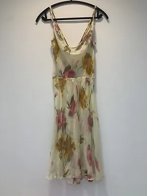 Miss Sixty Silk Cowl Neck Floral Flowy Dress Size Small Sheer Sleeveless Dress • $31.57