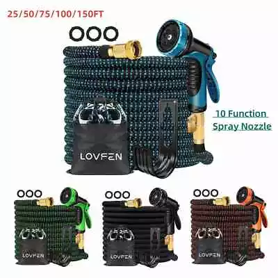 3X Expanding Expandable Flexible Garden Water Hose 10 Function Spray Nozzle Gun • $20.88