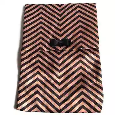 MAC Cosmetics Bow Flap Chevron Rose Gold Black Makeup Brush Pouch Bag • $25