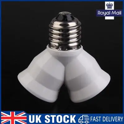 2Pcs E27 Base Light Lamp Bulb Socket 1 To 2 Splitter Adapter Converter Socket • £5.19