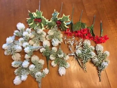 Vintage Christmas Floral Picks - Lot Of 17 Pieces • $30