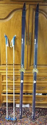 Trak Nova 190cm Cross Country Skis Gold🥇Tyrol 75mm 3-Pin Bindings 145cm Poles • $112.99