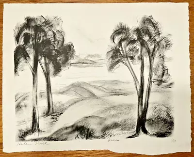 Helen Noel Listed Chicago Modernist Woman Artist Lithograph 1930s WPA Era Trees! • $78