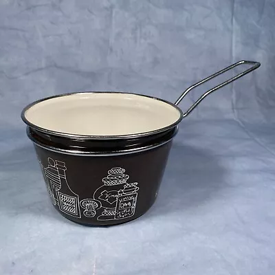 Vintage Cera-Met Mod Kitchen Sauce Pan Pot No Lid Brown Vegtable • $19.99