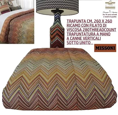 Quilt Duvet Missoni Embroidered Chevron Zig-Zag Cms. 260 X 260 • $1906.91