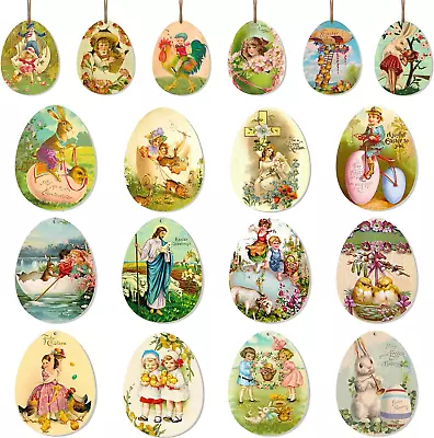 36PCS Vintage Wooden Easter Tree Ornaments 18 Styles Easter Tree Decorations Eg • $12.95