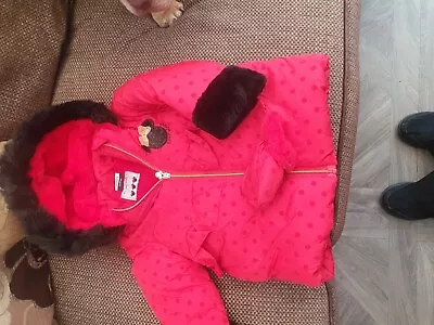 Girls Minnie Mouse Coat With Gloves Age 1.5 To 2 Years • £2.50