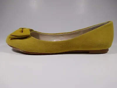 Marco Santi Yellow Leather Round Toe Bow Casual Women's Slip On Flats Size 7.5M • $19