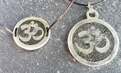 Hindu Meteorite Om Pendent & Om Bracelet Charm Set Silver • $315