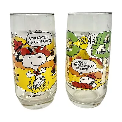 (2) Vtg Camp Snoopy Peanuts McDonalds Collection Drinking Glasses 1965/1971 • $12.99