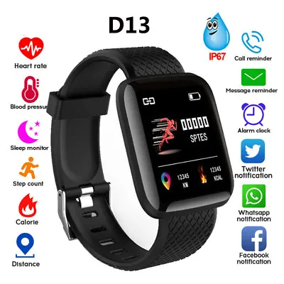 Bluetooth Heart Rate Blood Pressure Smart Watch Fitness Tracker Bracelet 1.3  • $8.93