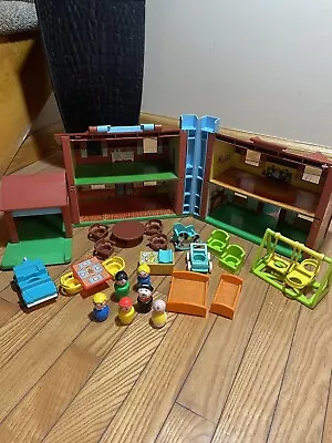 Vintage Fisher Price Little People Brown Tudor House With Extras • $99.99