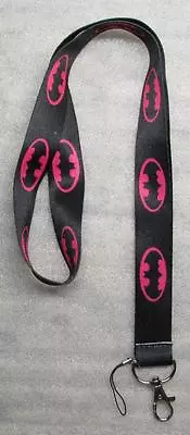 $16.99 • Buy Black Magenta Batman LANYARD KEY CHAIN Ring Keychain ID Holder NEW