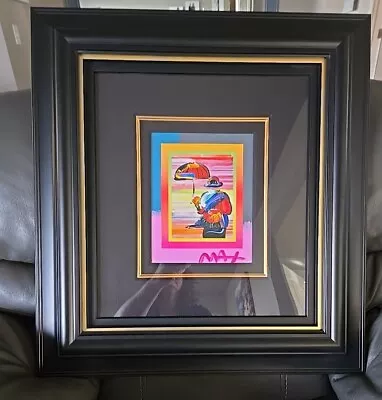 Peter Max Umbrella Man On Blends Mixed Media~Certificate Authenticity~Apprasial • $1800