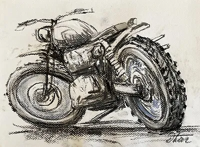 Impressionism Pastel Painting Drawing Dorothy Laz Motorcycle • £28.98