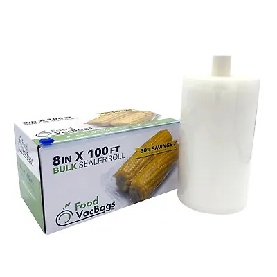 FoodVacBags 8  X 100' Bulk Vacuum Seal Bags Roll In Dispenser Box With Cutter • $24.99