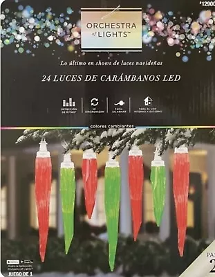 $94.50 • Buy 24 Gemmy Orchestra Of Lights Multi-Function Color-Changing LED Icicle Lights