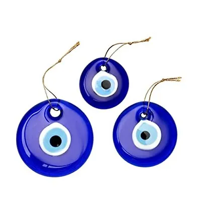 Turkish Evil Eye 3 Size Diameter 4.3''3.3''2.7'' Wall Ornament Triple Hanging  • $25.60