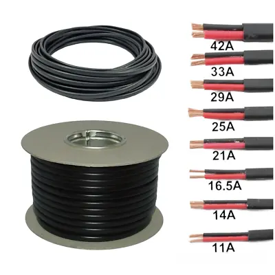 Twin 2 Core Cable 12v 24v 2Core Flat Thin Wall Wire All Amp Red/Black Automotive • £119.99