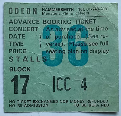 Van Morrison Original Used Concert Ticket Hammersmith Odeon London 26th Feb 1979 • $7.47