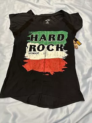 Hard Rock Cafe Venice Womens Small Cap Sleeve Top T-Shirt Raglan Flag XL • $24.99